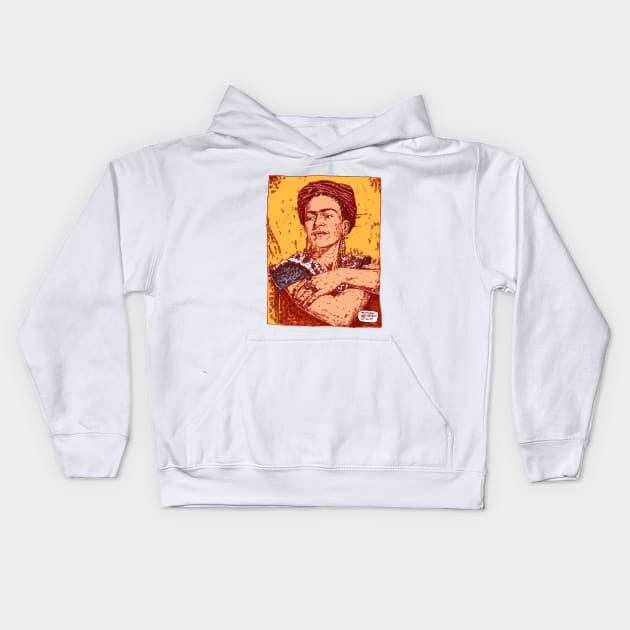 Frida Kahlo, by Maximiliano Lopez Barrios Kids Hoodie by Grafixo Sur